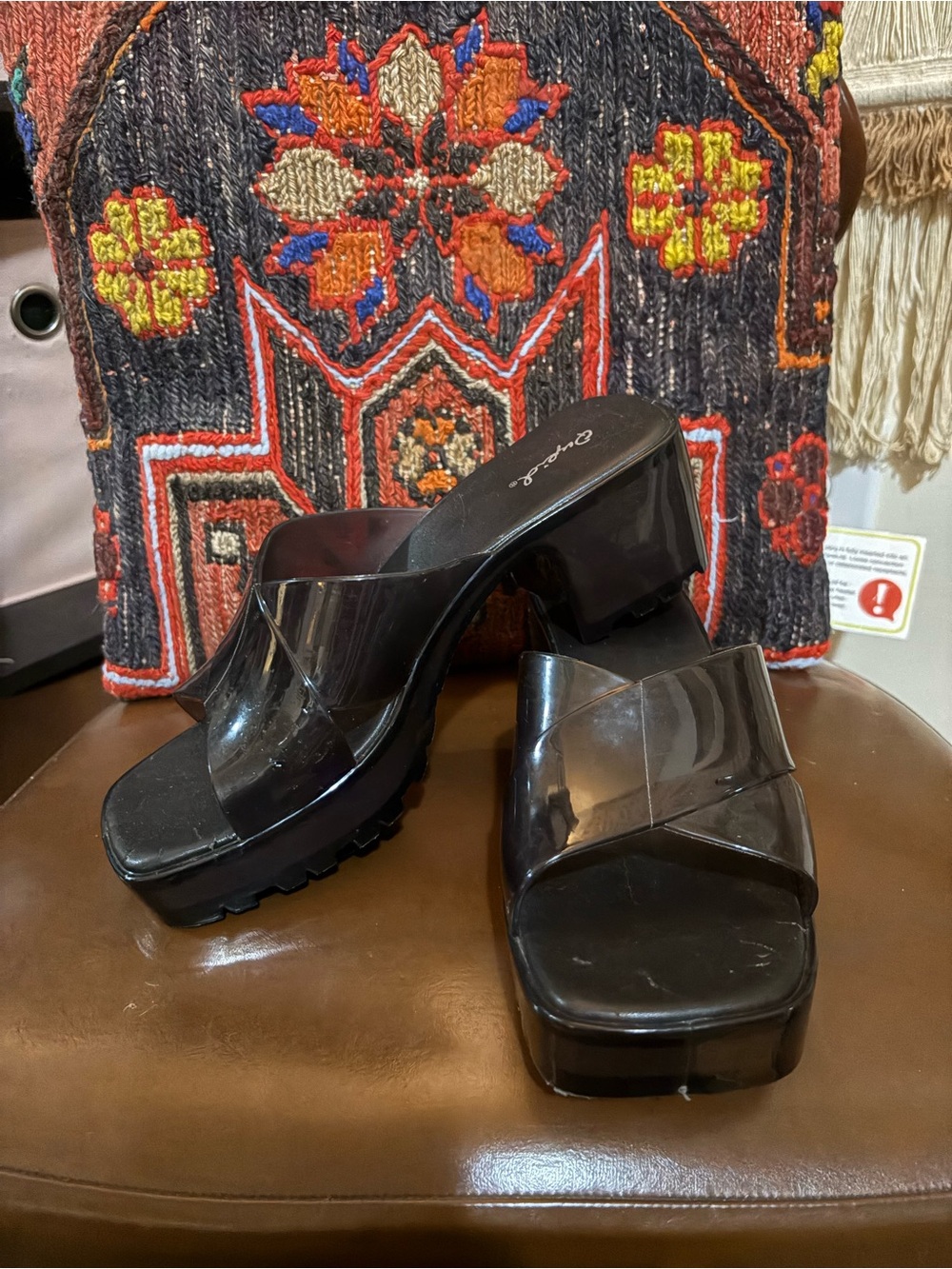 Black Jelly Heeled Sandals